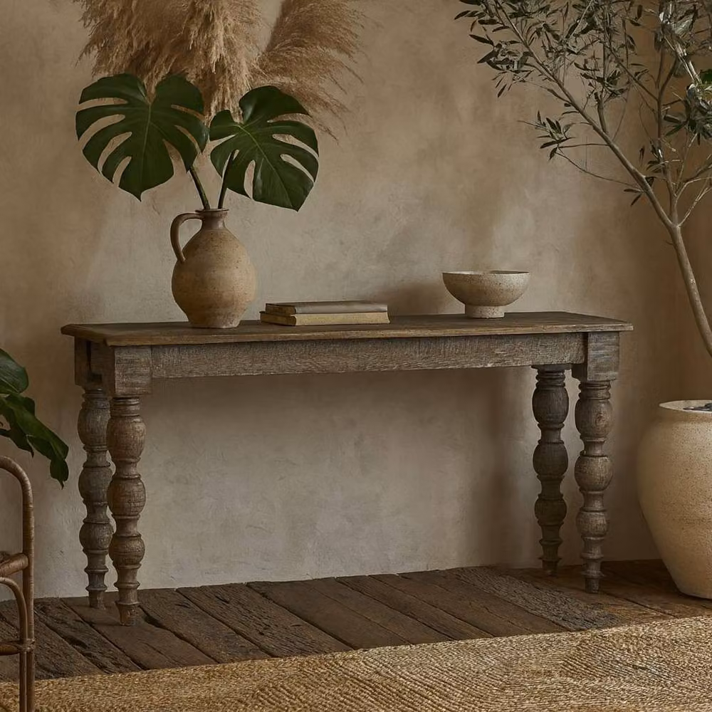 Wyld Haus Montaine Mid Century Brown Solid Wood Console Table – 2
