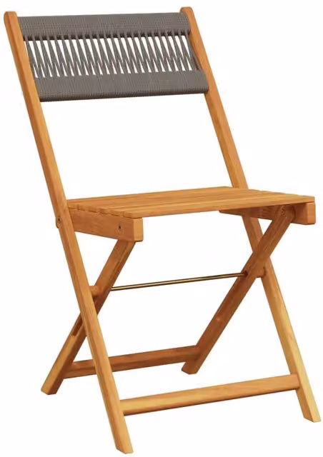 Berkfield Home Beautiful 3 Piece Grey Polypropylene and Oiled Acacia Wood Bistro Set – 1