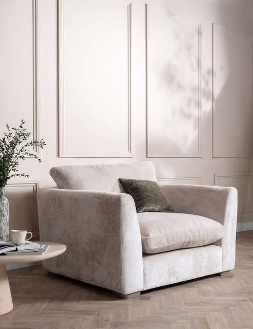 Barker and Stonehouse Palmer Beige Textured Chenille Tub Snuggle Chair
