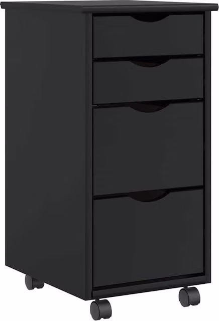 Berkfield Home MOSS Rolling Cabinet with Drawers in Black Solid Pine Wood – 1