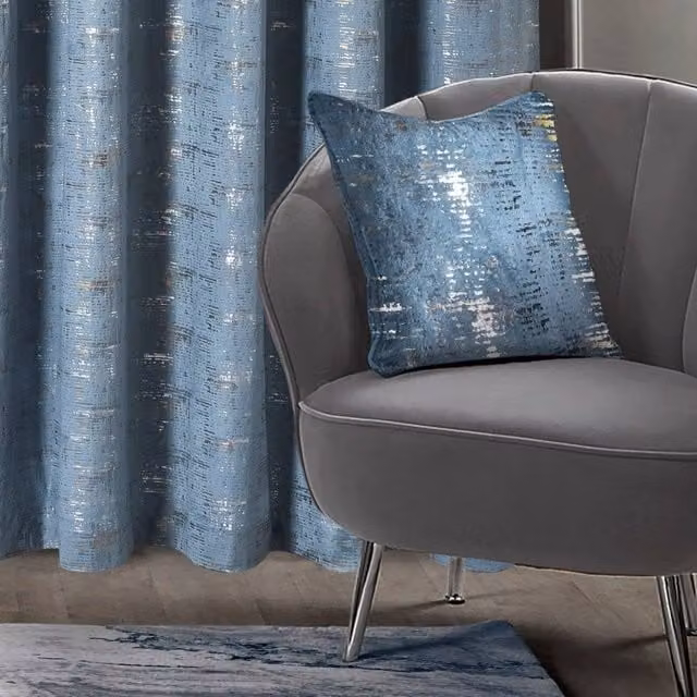 Intimates Warwick Filled Blue Velvet Square Cushion, W/D/H: 43 x 43 x 43 cm