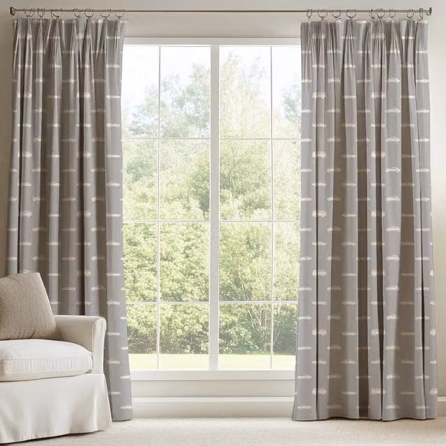 ANTE DECOR Made To Measure Blackout Cotton Curtains with Vintage Car Print in French Grey