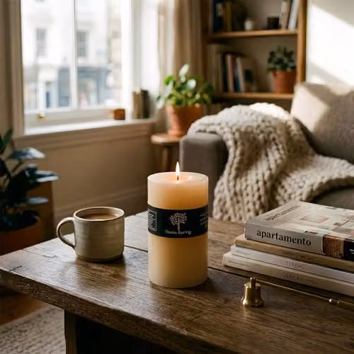 Nicola Spring Vanilla Scented Pillar Candle, Beige, H: 14.5 cm, W: 9.0 cm, D: 9.0 cm – 3