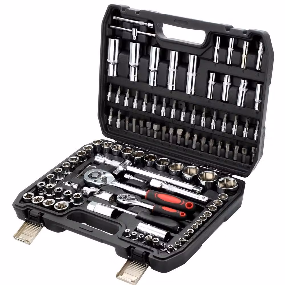 NESTLUNE 108-Piece Stainless Steel Socket Set Kit with Ratchet in Silver – 3