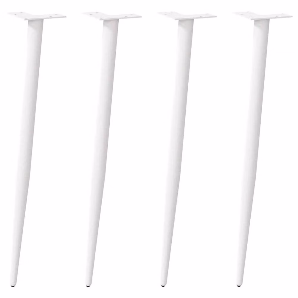 Berkfield Home Conical Steel Coffee Table Legs, 4 Pieces, White, Height: 72.5 cm