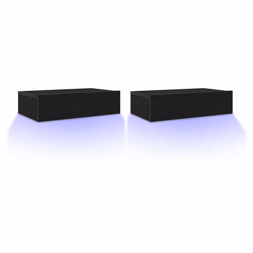 Berkfield Home Modern Black Oak TV Cabinets with LED Lights, 2 Pieces, W/D/H: 60 x 35 x 15.5 cm – 3