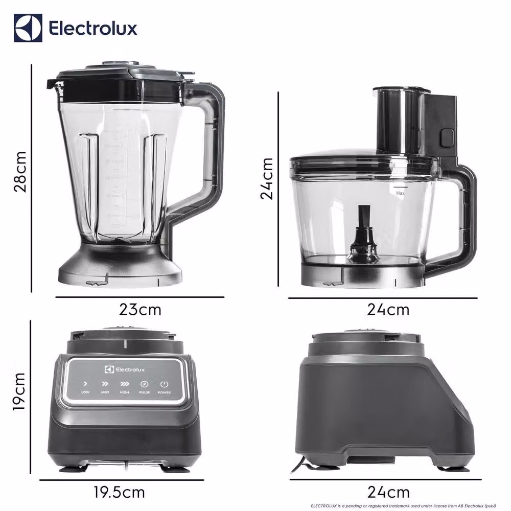 Electrolux 1000W Multi Food Processor Blender, Chopper, Slicer, Grater and Juicer in Grey – 3
