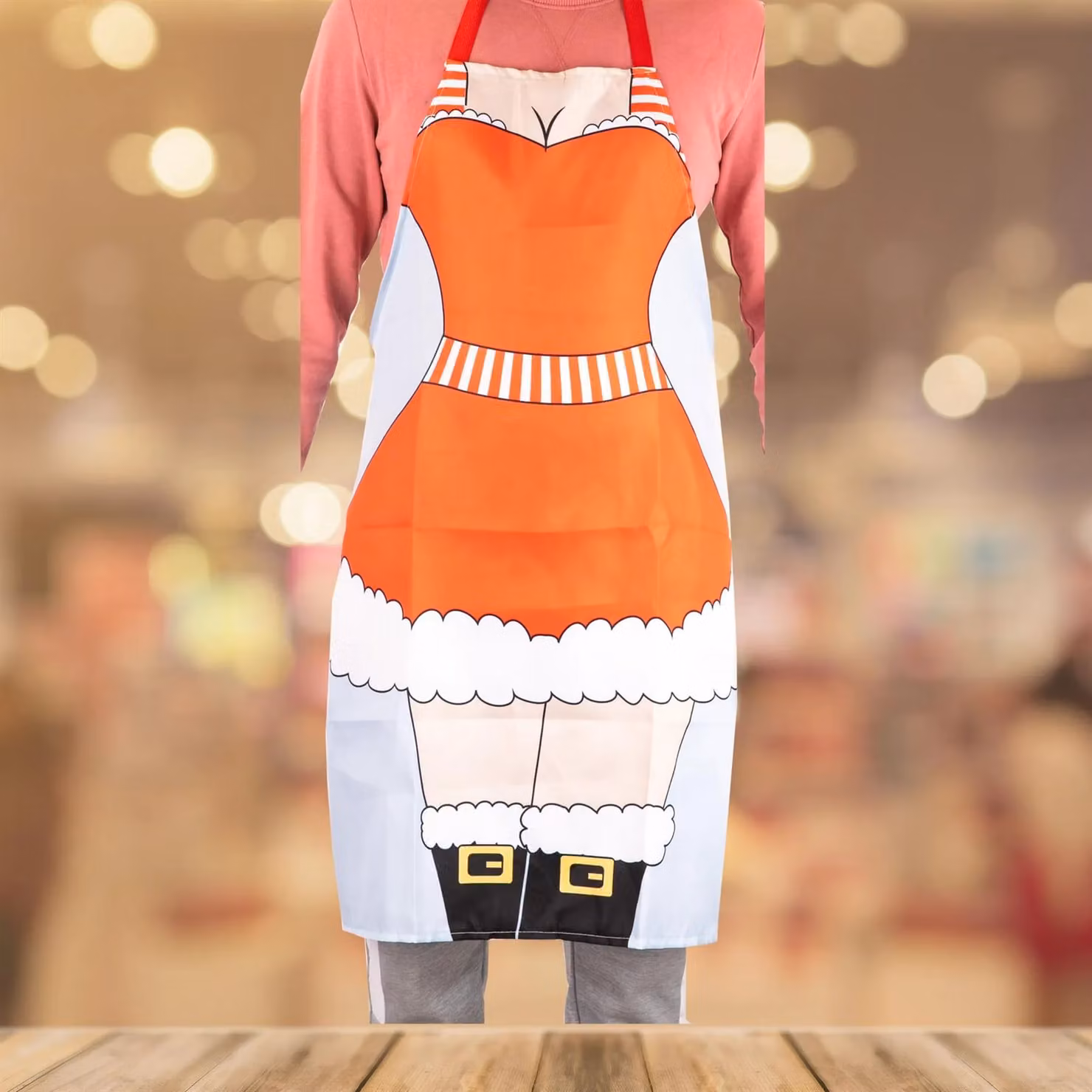 Shatchi Mrs Claus Festive Red Kitchen Apron, W/H: 70 x 85 cm – 3