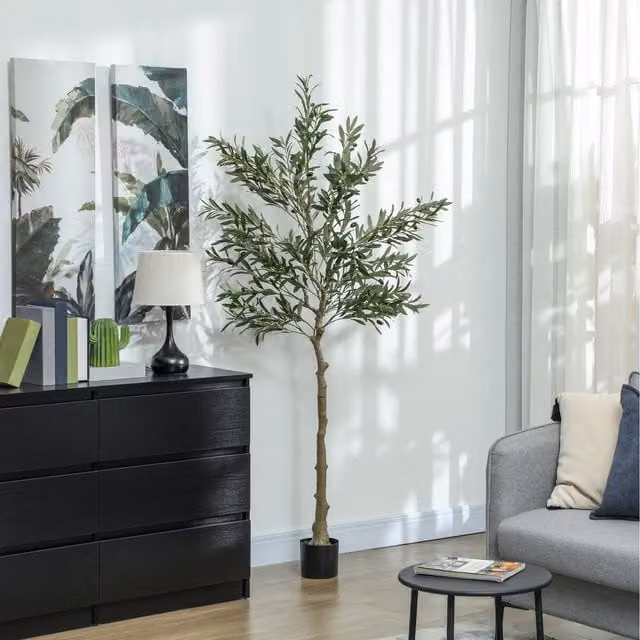 HOMCOM Artificial Silk Olive Tree in Green, Height: 180 cm