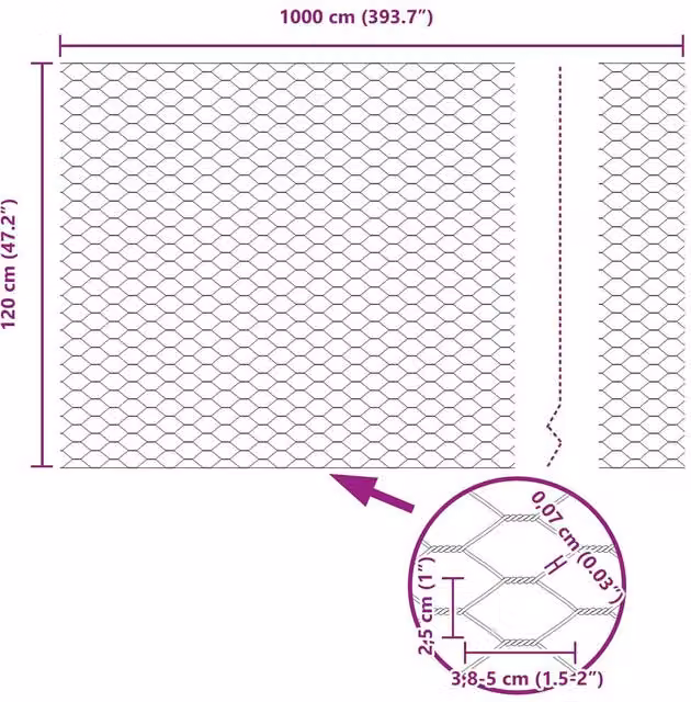 Berkfield Home Hexagon Steel Fence, Green, H 120 cm x W 10 m