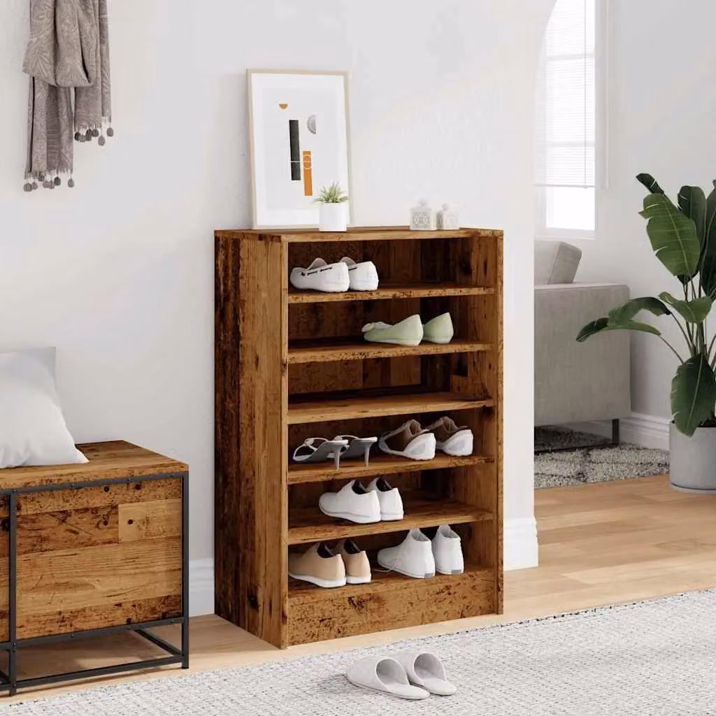 Berkfield Home Old Wood Shoe Cabinet in Brown, W/D/H: 60 x 35 x 92 cm – 3