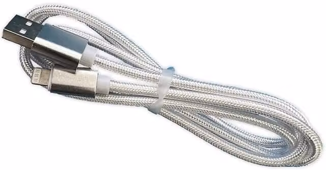 Dencon Silver Braided USB-A to Lightning Cable, 1m