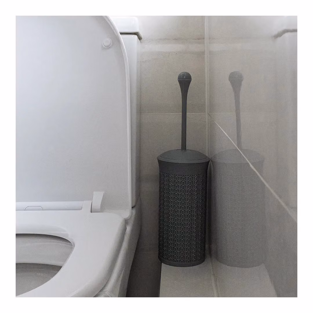 JVL Grey Knit Design Loop Plastic Toilet Brush and Holder Set – 2