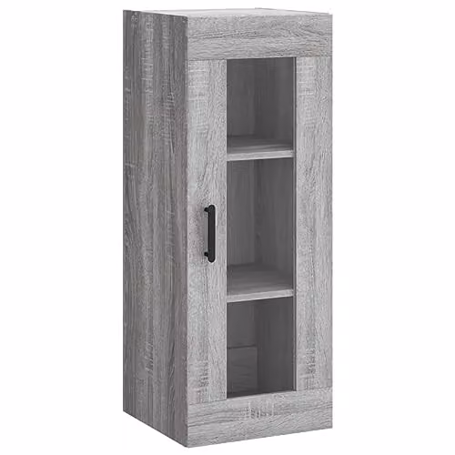 vidaXL Wall Mounted Cabinet with Glass Doors, Grey, W/D/H: 34.5 x 34.0 x 90.0 cm