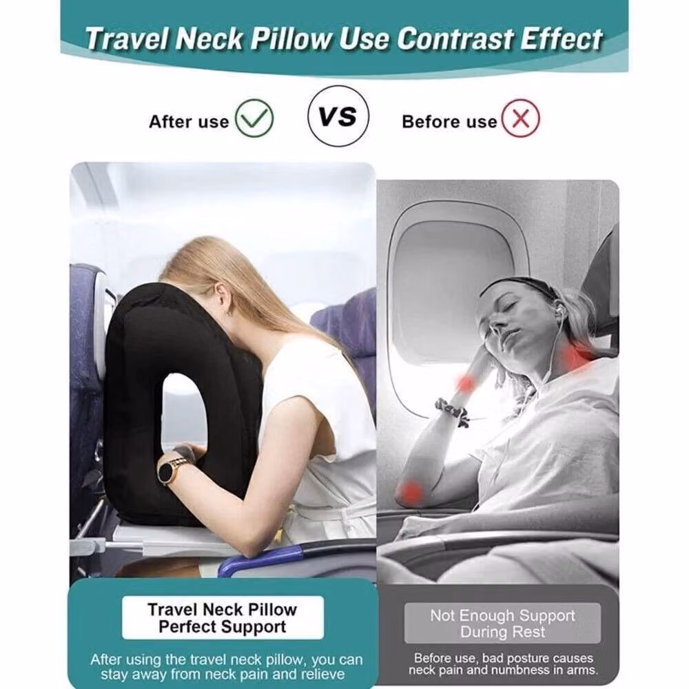 KORVIXA Black Inflatable Neck Travel Air Cushion Pillow – 3