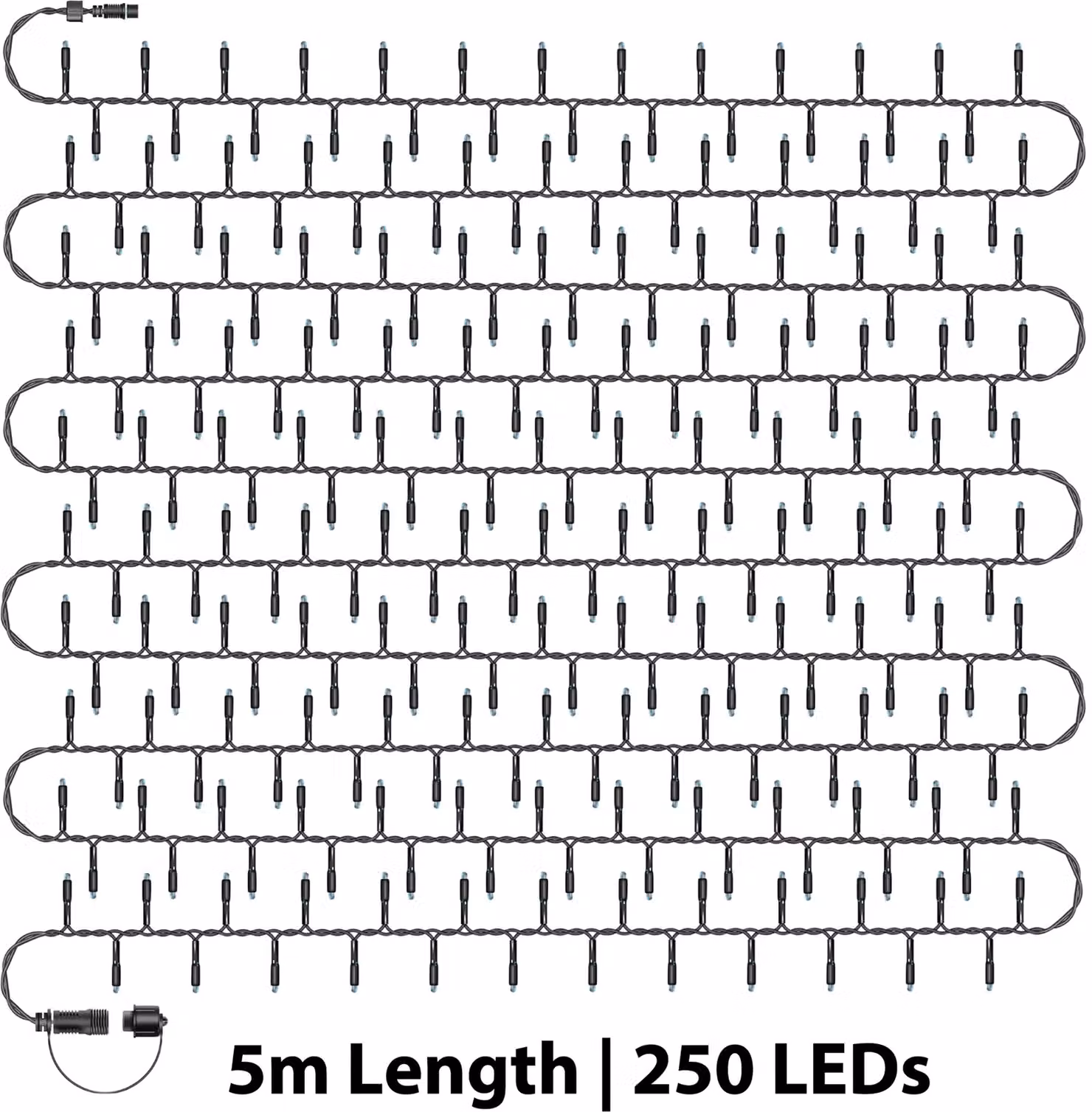 Xmas Haus 250 LED Cool White Cluster Christmas Lights with Black Rubber Cable, IP65 Rated, 5m – 2