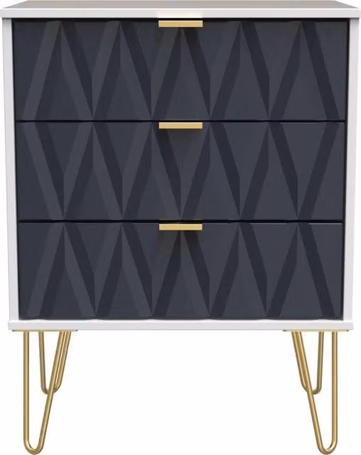 2 U Dallas 3 Drawer Midi Sideboard in Dark Blue and Gold – 1
