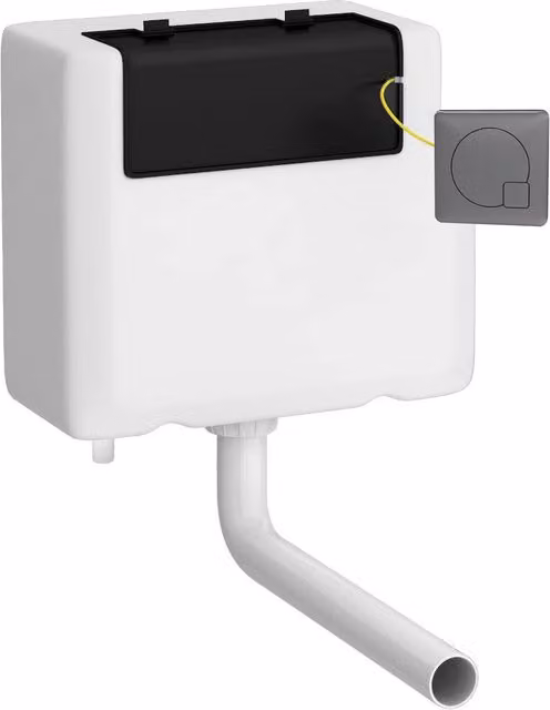 Balterley Universal Dual Flush Concealed Bottom Inlet with Square Push Button in Brushed Pewter and Silver