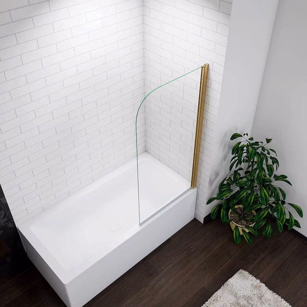 NESTLUNE Aica Frameless Pivot Bath Screen in Clear with Brushed Gold Frame, W: 80 cm, H: 140 cm – 3