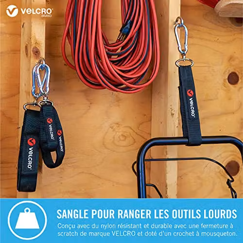 VELCRO Brand Easy Hang Strap Small, Black, W: 2.5 cm, L: 40.5 cm – 2
