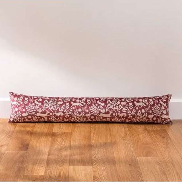 Skandi Woodland Draught Excluder in Red and Purple