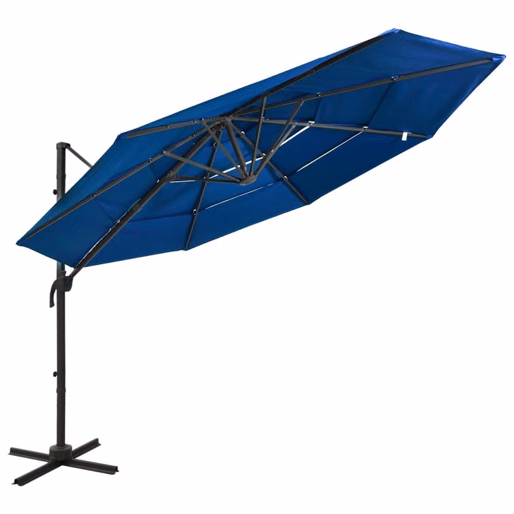 Berkfield Home 4-Tier Parasol with Aluminium Pole, Azure Blue, W: 300 cm, D: 300 cm, H: 247 cm – 2
