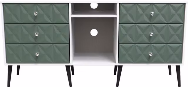 Ready Assembled 2 U Toledo 6 Drawer Sideboard in Green and Black – 1