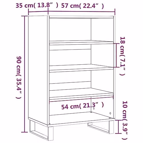 vidaXL Modern Highboard in Grey with Internal Shelves, W/D/H: 57 x 35 x 90 cm – 3