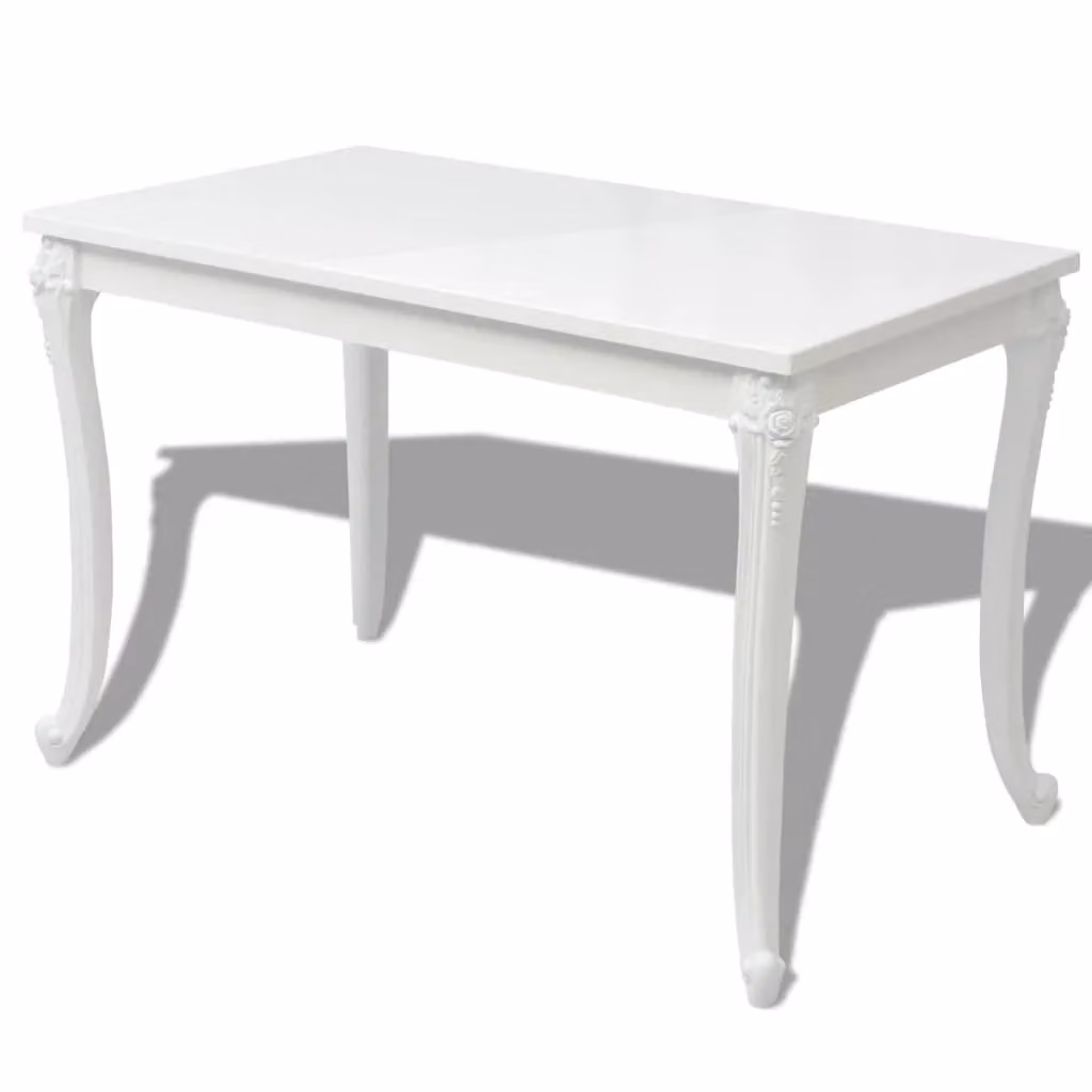 Berkfield Home Modern Rectangular Dining Table in High Gloss White, W/D/H: 116 x 66 x 76 cm – 2