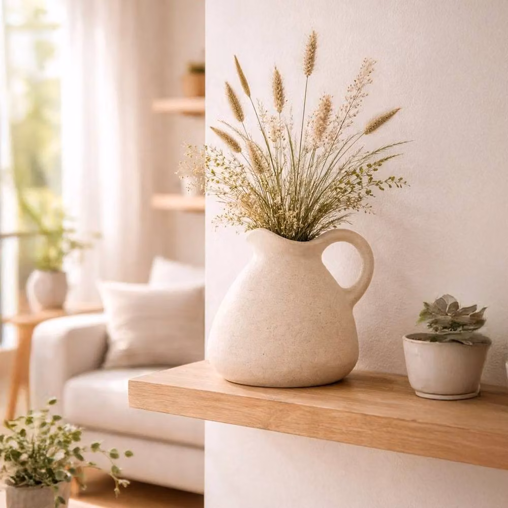 EONLION Ceramic Vase with Handle in White and Beige – 2