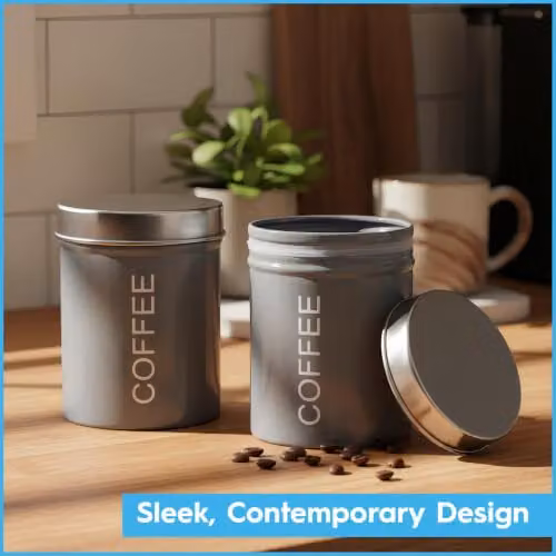 Harbour Housewares Metal Coffee Storage Canister with Airtight Lid, Black – 3