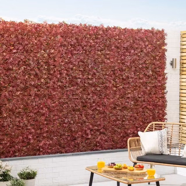 Christow Artificial Red Acer Trellis Woven Red Wood Hedge