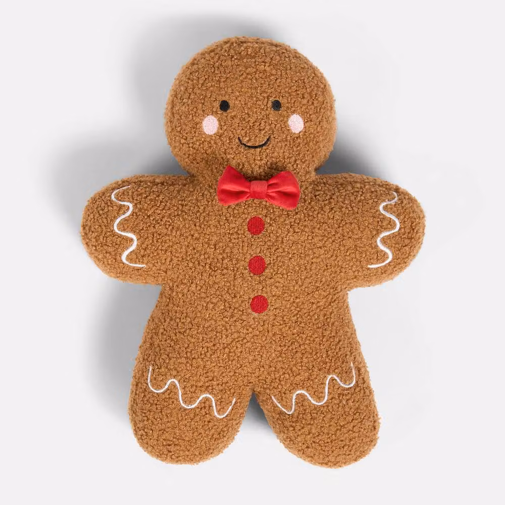 OHS Gingerbread Boy Boucle Christmas Scatter Cushion in Brown, W/D/H: 28 x 28 x 28 cm – 3