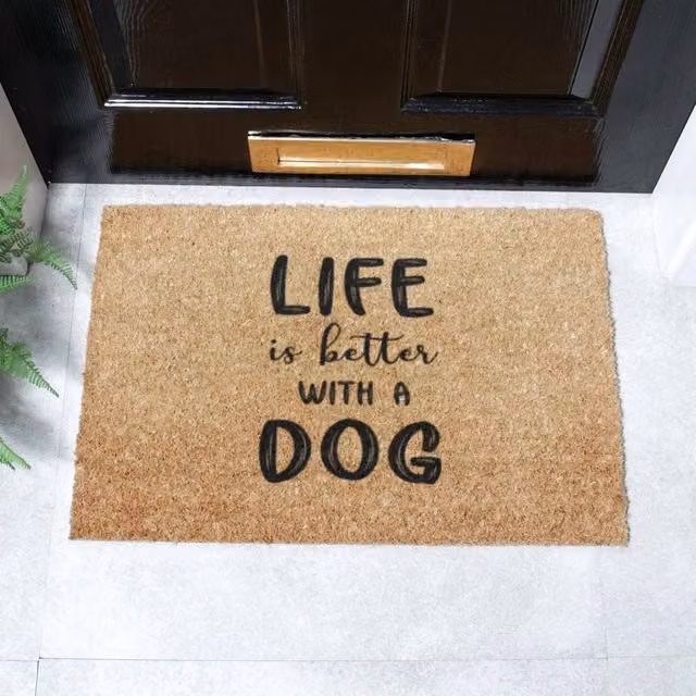 Artsy Mats Life Is Better With A Dog Doormat, Brown, W: 60 cm, D: 40 cm