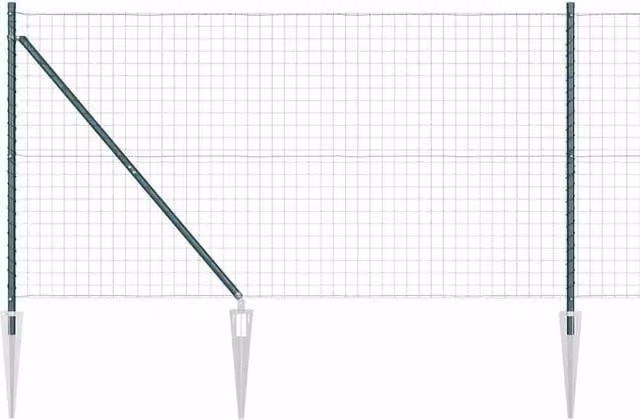 Berkfield Home Euro Fence with 7 Spike Posts, Green Galvanised Steel, W: 10 m, H: 1.2 m – 1