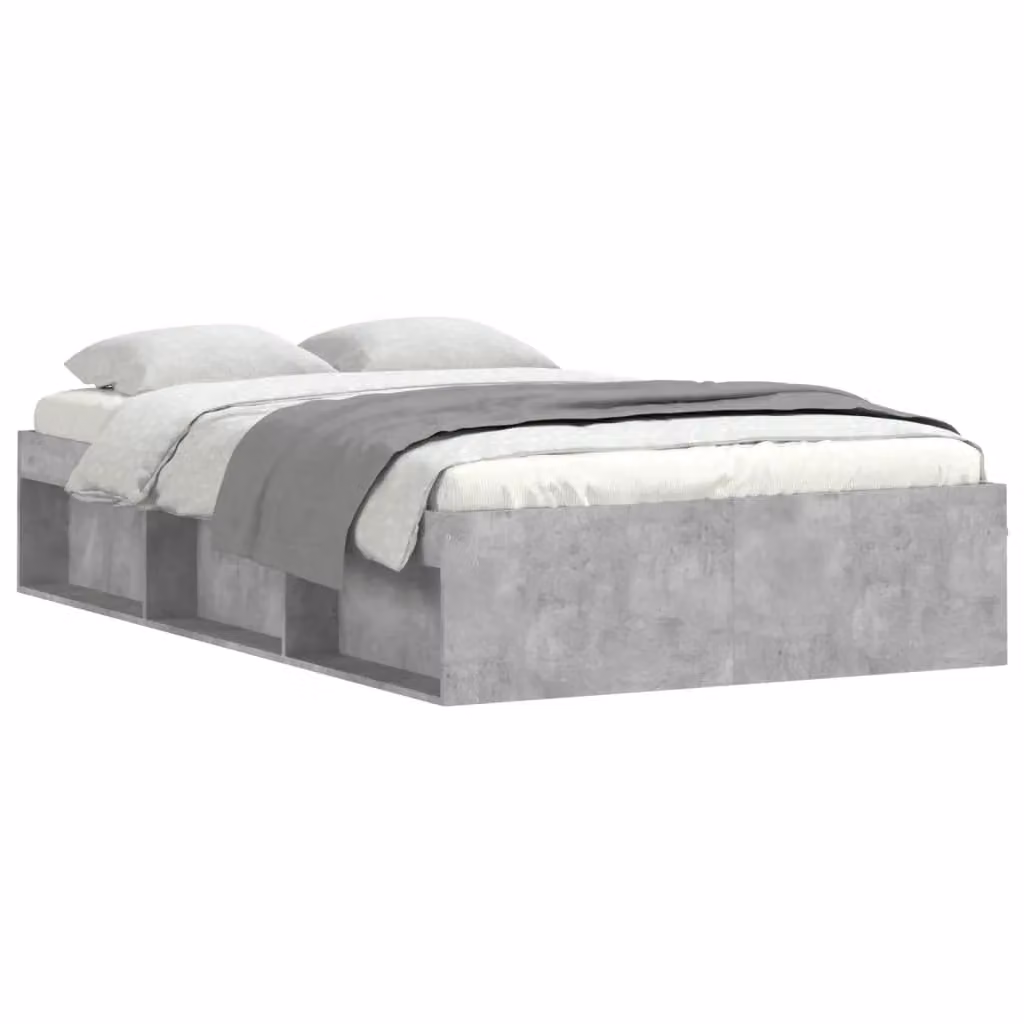 Berkfield Home Modern Bed Frame in Grey with Side Compartments, W/D/H: 120 x 200 cm – 2