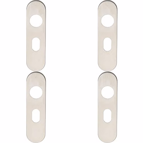 Loops 4 Pack Radius UK Oval Cylinder Plate Cover in Brushed Silver Stainless Steel, W: 170 mm, H: 45 mm, D: 8 mm