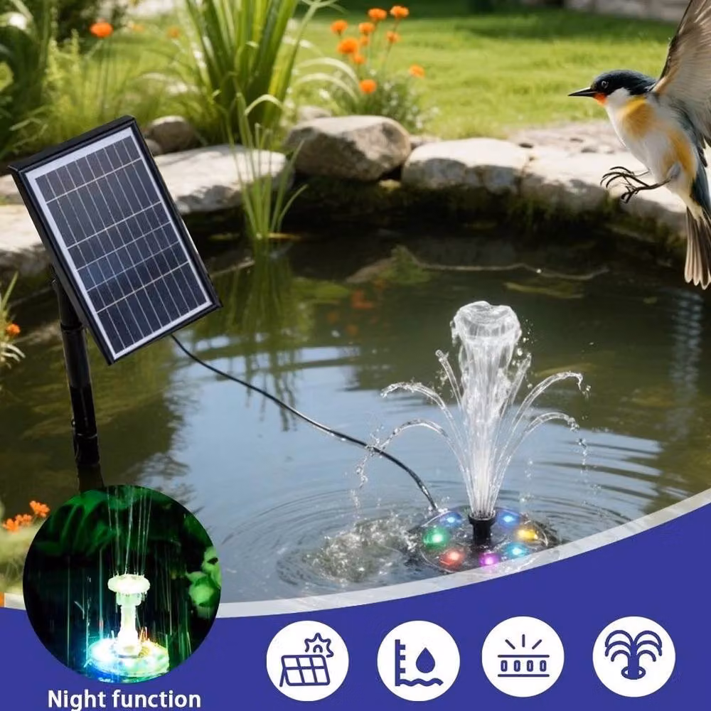 SPETLEK Solar Fountain Pump with Battery Backup, Black – 5