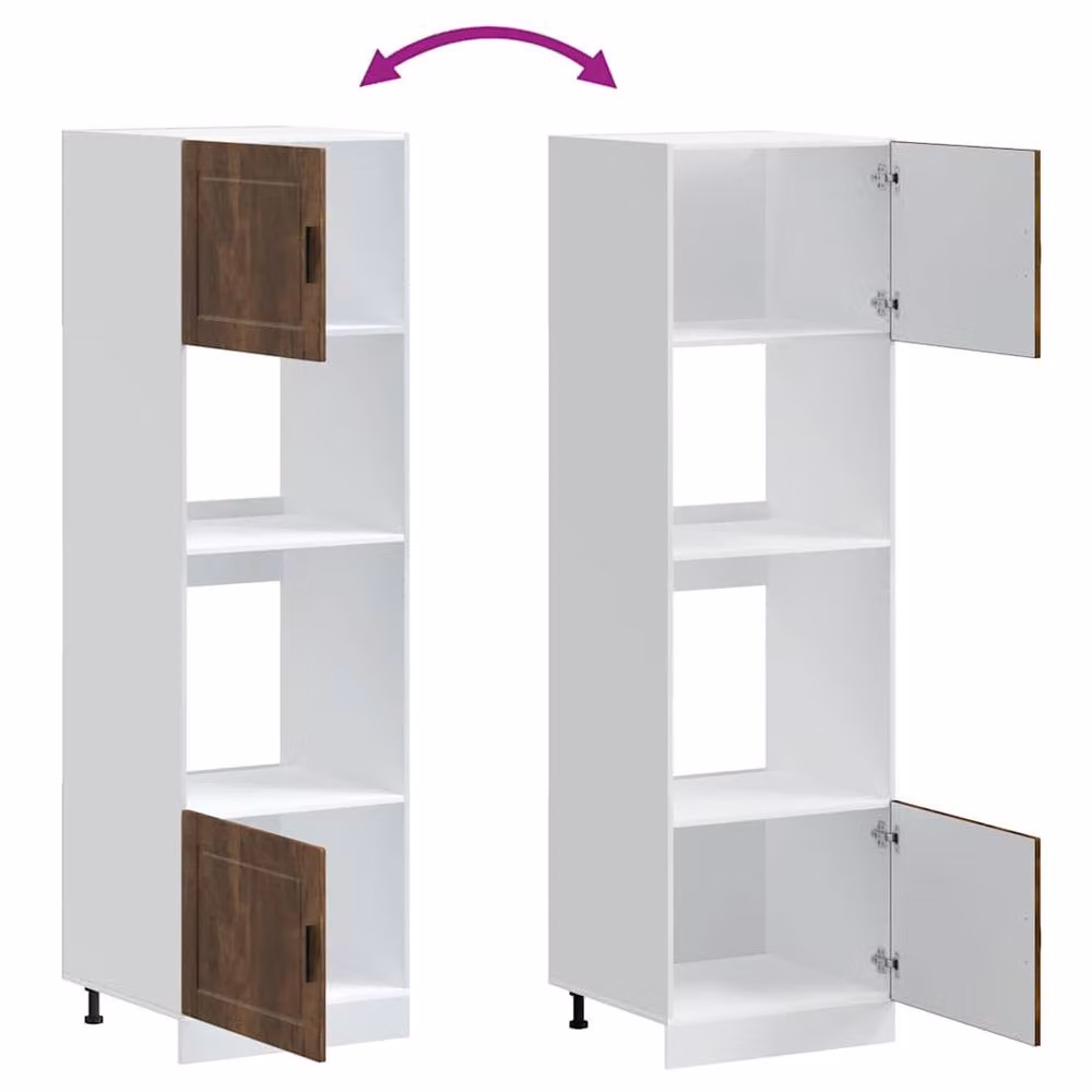 Berkfield Home Porto Smoked Oak Oven Cabinets, Set of 2, Brown, W/D/H: 60.0 x 57.0 x 207.0 cm – 2