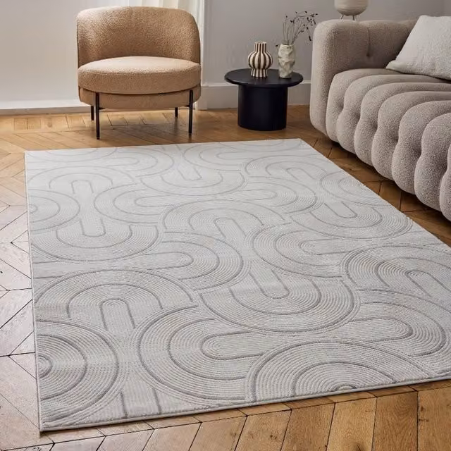THE RUGS Carmel Modern Grey Area Rug with Abstract Arch Design, W: 160 cm, D: 230 cm – 1