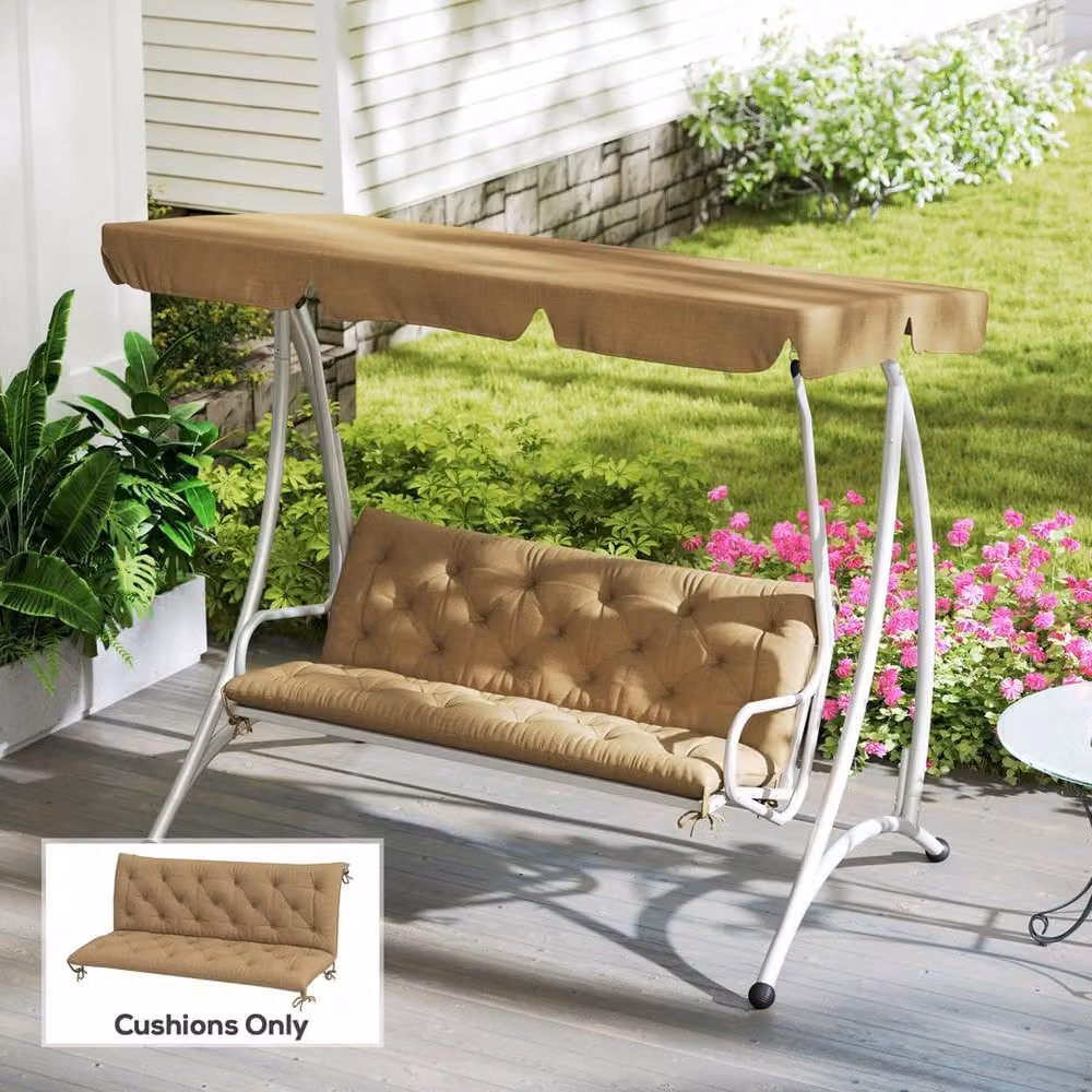 Kelvenix 3 Seater Garden Bench Cushion in Beige Polyester – 2