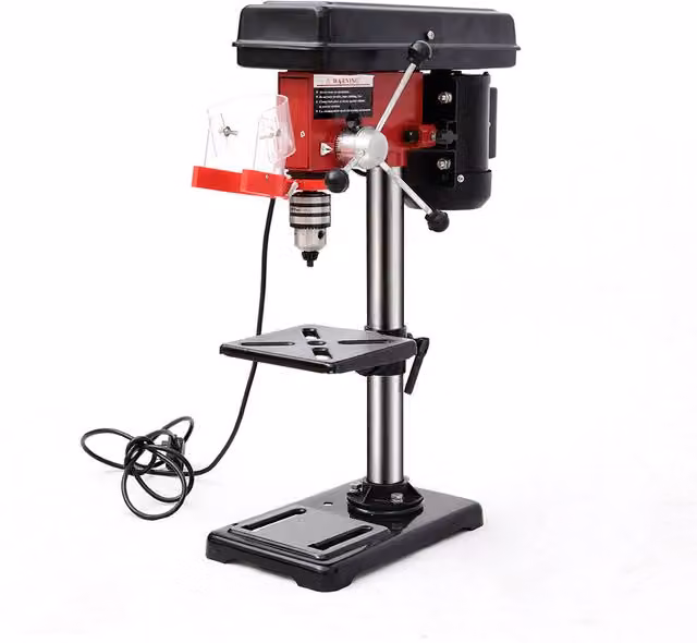 Livingandhome Benchtop Electric Drill with 9 Speed Settings in Black and Red