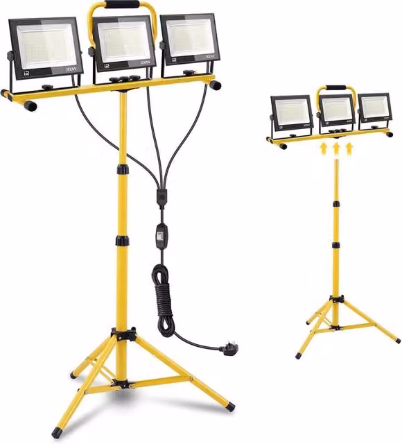 SPETLEK 300W 3-Head LED Tripod Work Floodlight in Yellow