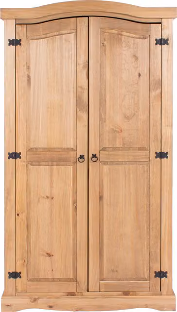 Core Products Corona Two Door Curved Wardrobe in Rustic Brown Waxed Pine
