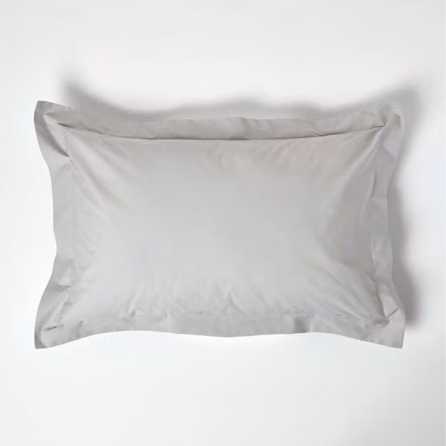 Homescapes Silver Grey Egyptian Cotton Oxford Pillowcase, 200 Thread Count Percale