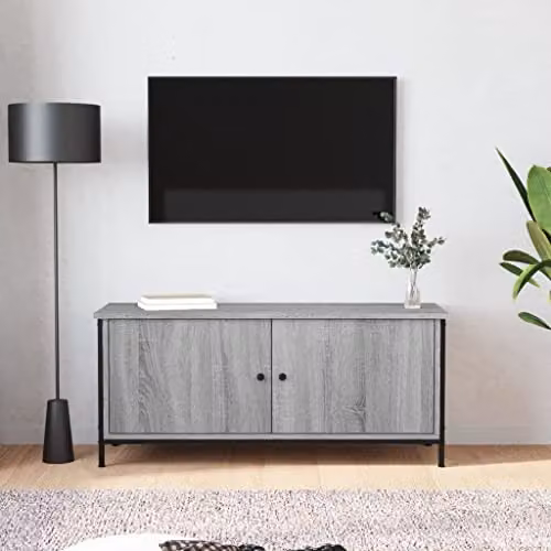 vidaXL TV Cabinet with Doors in Grey Sonoma, W/D/H: 102 x 35 x 45 cm – 2