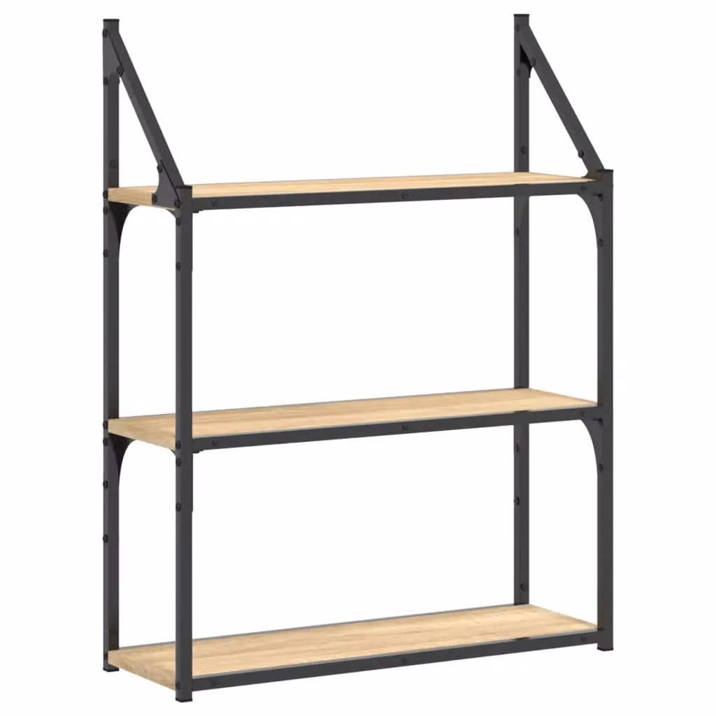 Berkfield Home 3-Tier Wall Mounted Shelf in Sonoma Oak, Brown, W/D/H: 60 x 21 x 78.5 cm – 2