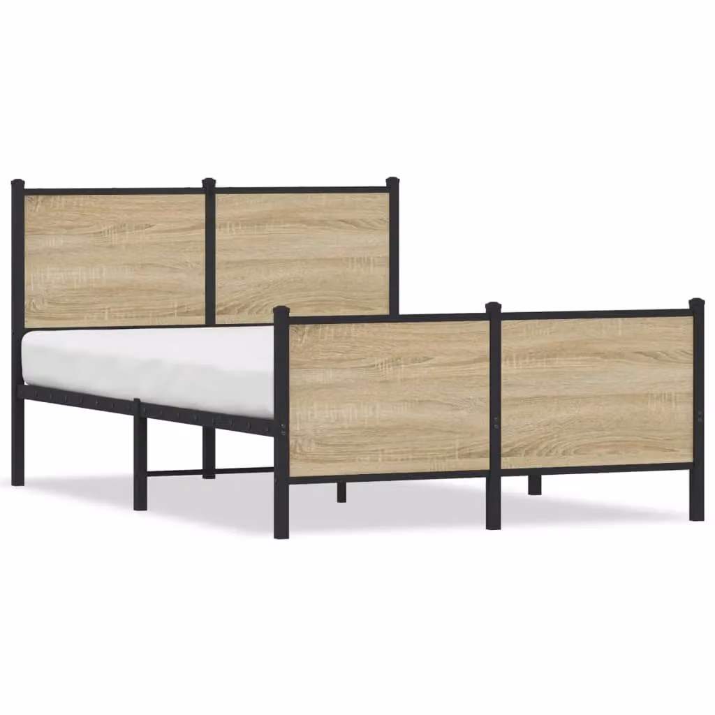 Berkfield Home Metal Bed Frame in Sonoma Oak Brown, W/D/H: 120 x 200 cm – 2