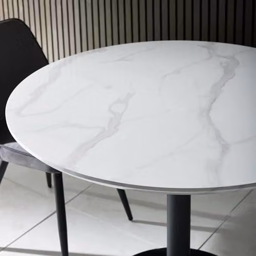Julian Bowen Luca Round Marble Dining Table in White, H75 x W100 x D100 cm – 4