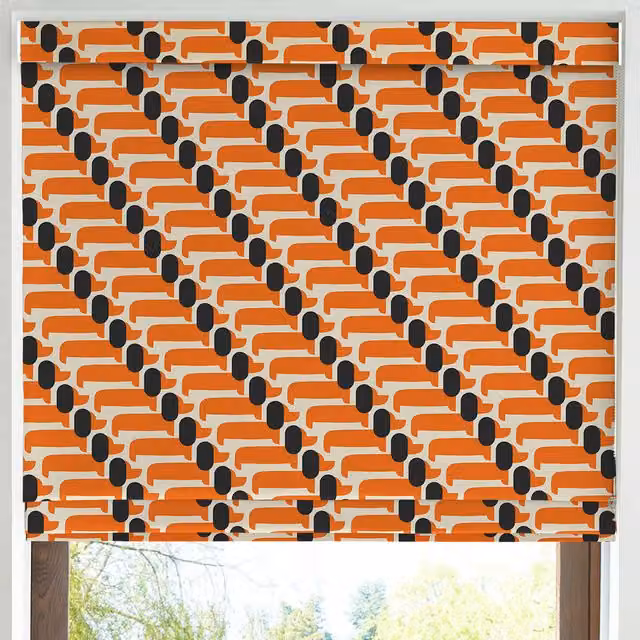Orla Kiely Dog Show Made to Measure Blackout Roman Blind in Persimmon Orange